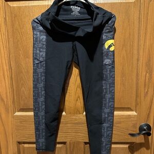 EUC Black and Gray Leggings with Yellow Accent - Iowa Hawkeyes